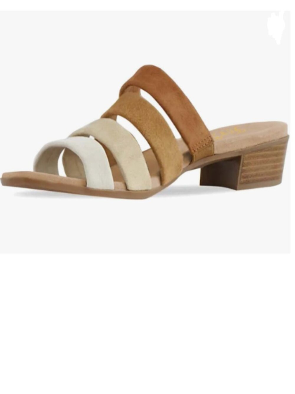 FOWT Brown Square Toe Slip on Mules Block Chunky Low Heel Slipper Sandals